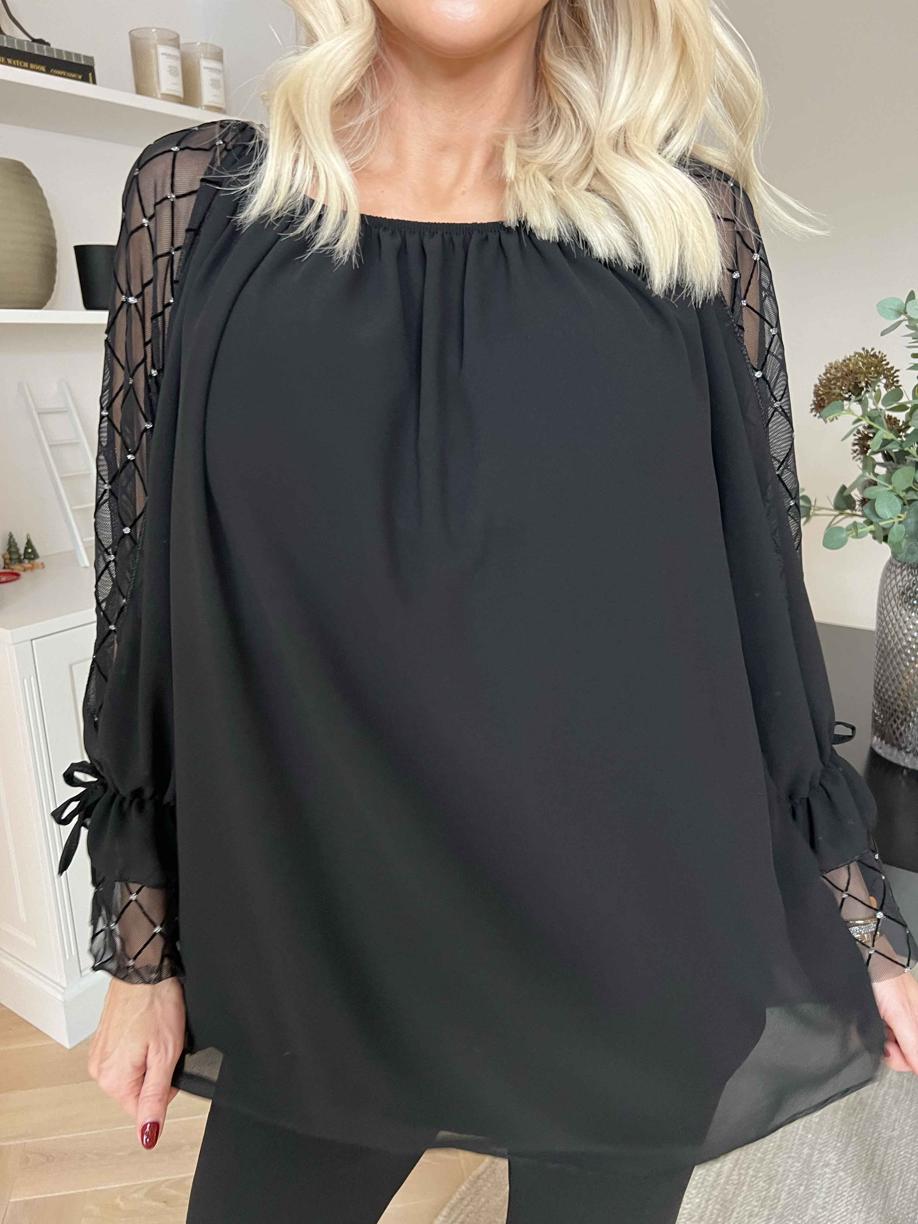 Norma - Tunika i chiffon med detaljerede ærmer